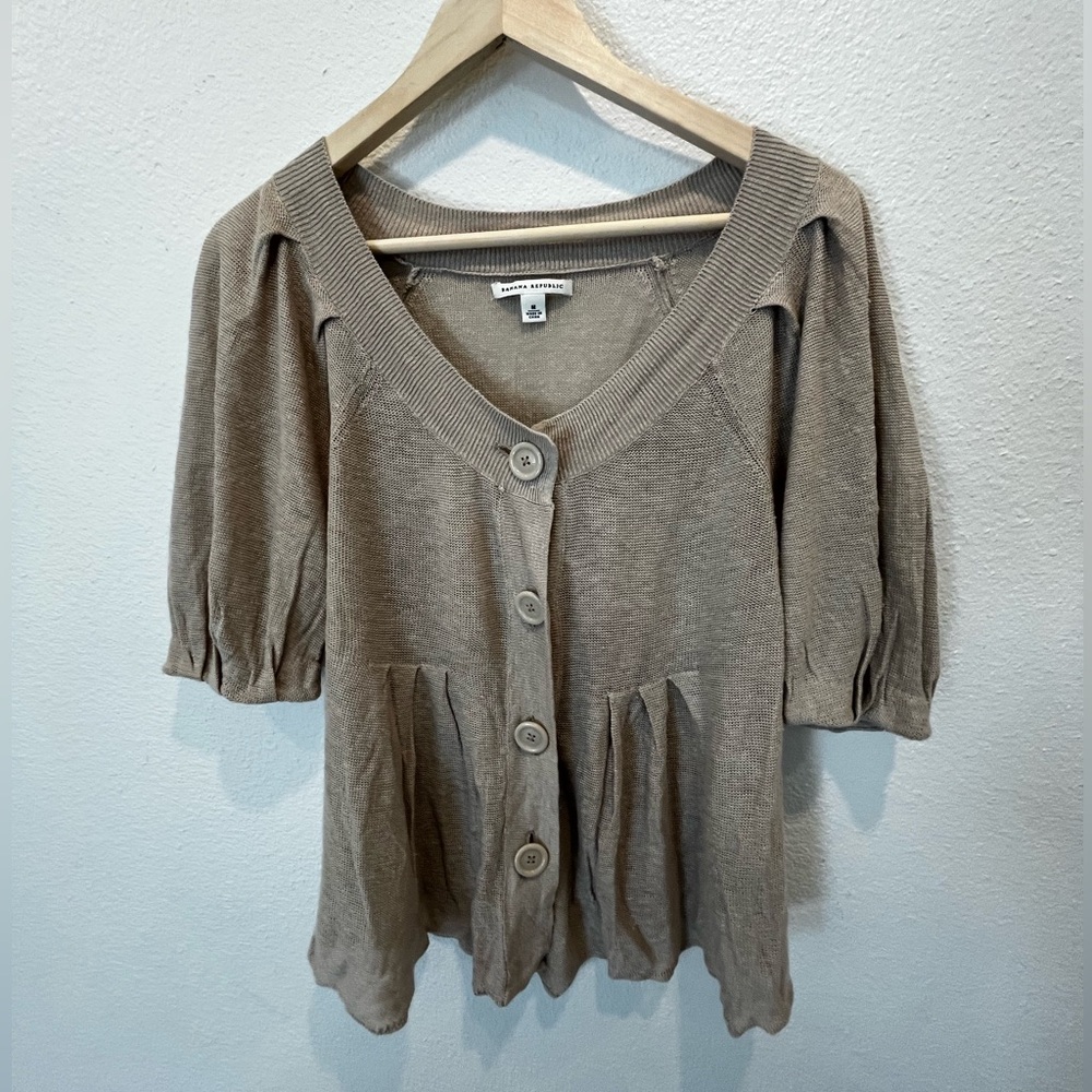 Banana Republic Brown Button-Up‎ Blouse 100% linen